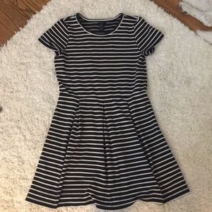 Black and white striped flowy dress.